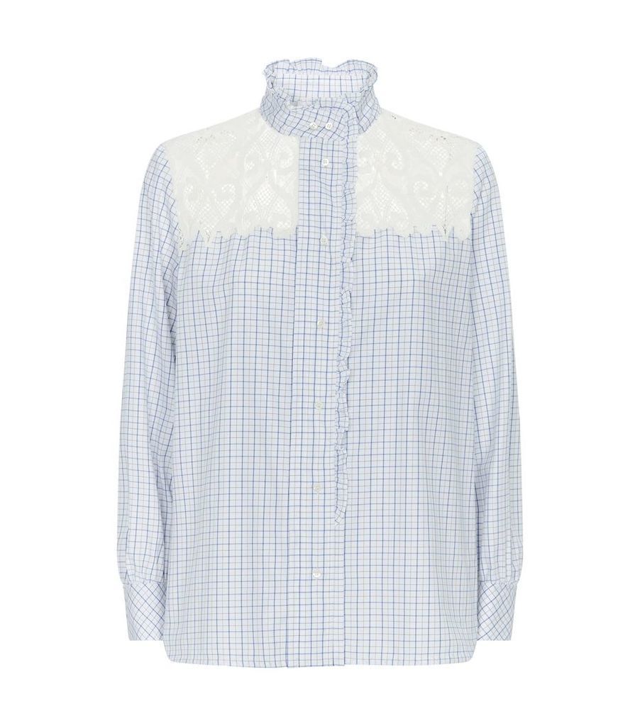 Lace Panel Mini Check Shirt