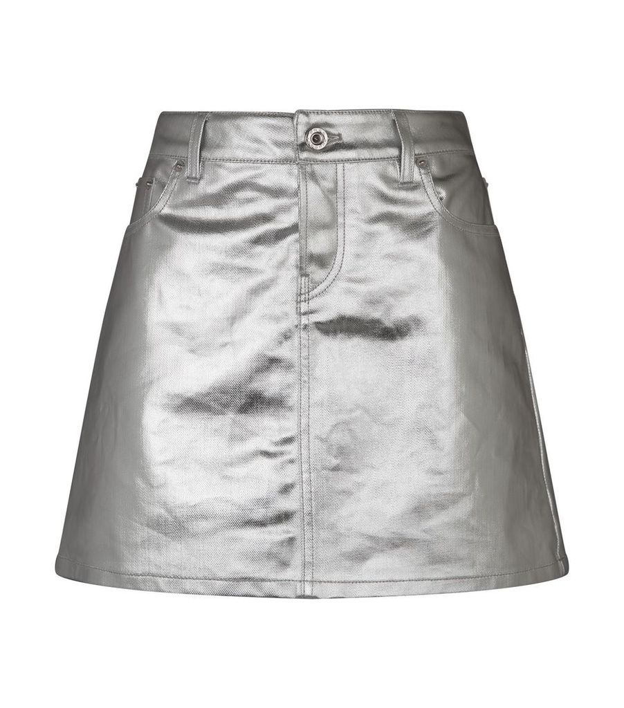 Metallic Coated Denim Skirt