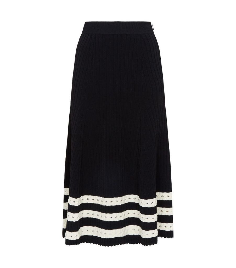 Ribbed Stripe Midi Skirt