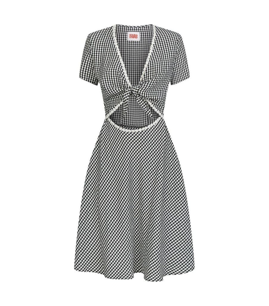 Gingham Daisy Cut-Out Dress
