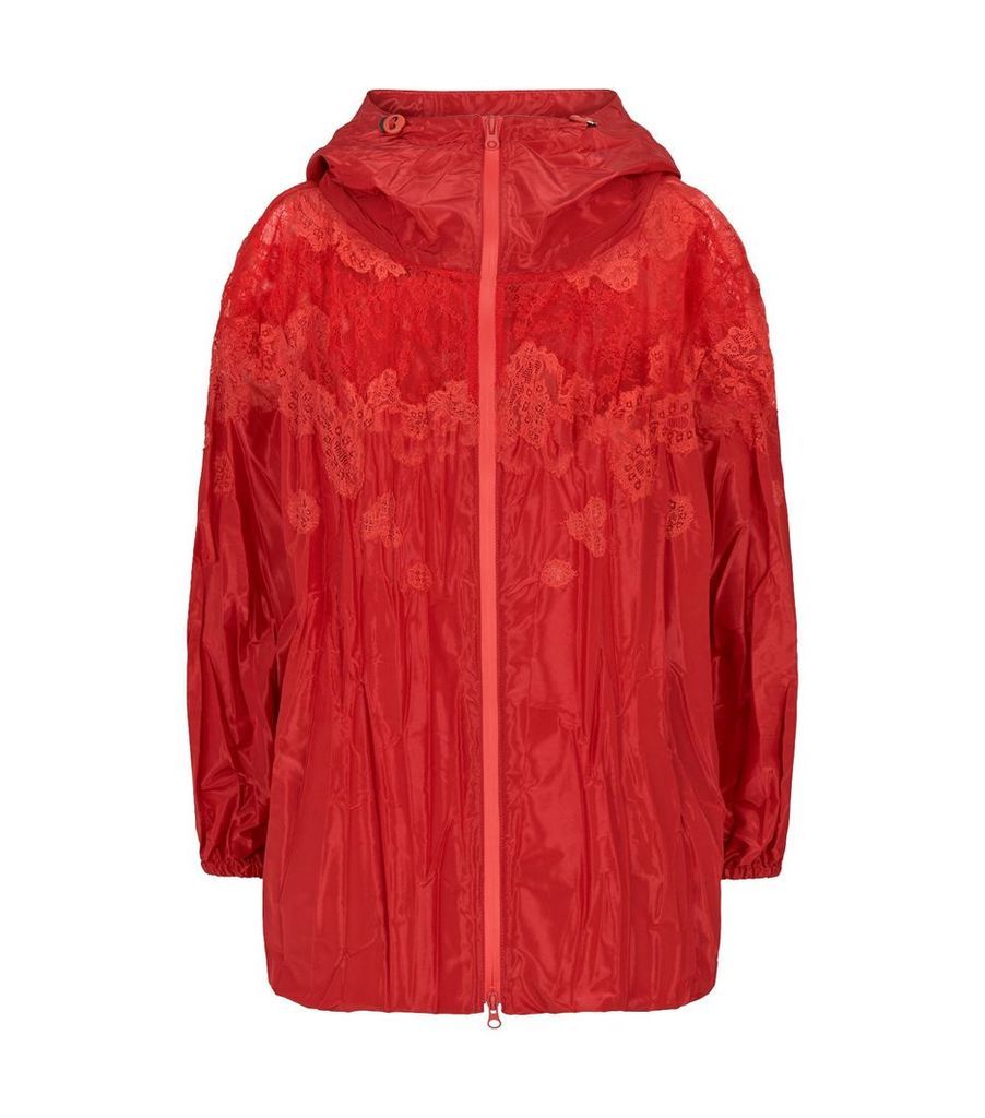 Lightweight Lace-Panel Raincoat