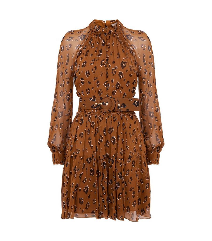 Silk Leopard Print Mini Dress