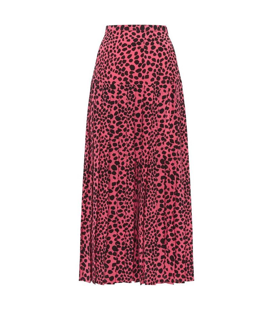 Tina Silk Leopard Print Midi Skirt