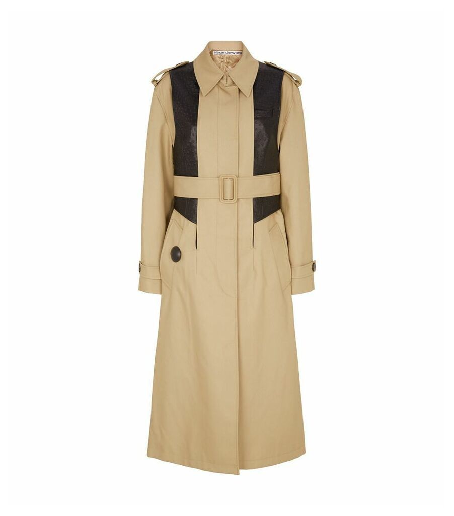 Leather Panelled Trench Coat