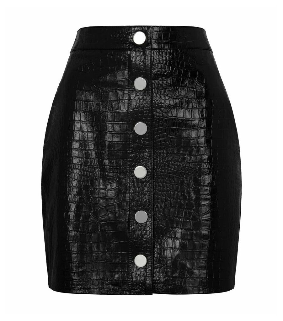Bela Embossed Leather A-Line Skirt