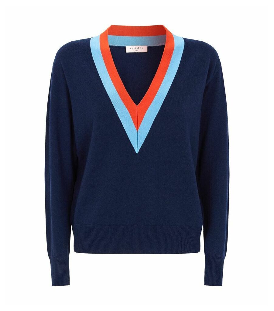 Wool-Cashmere Contrast Stripe Sweater