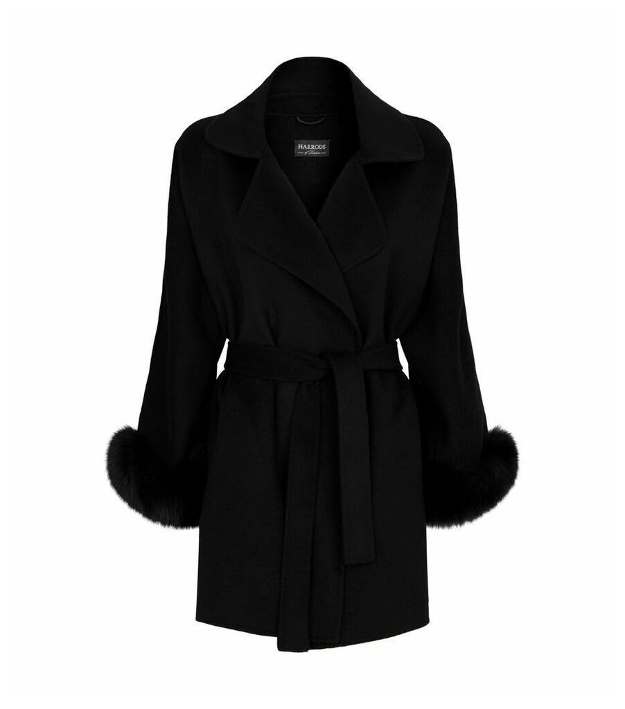 Wool-Cashmere Fur-Trim Coat