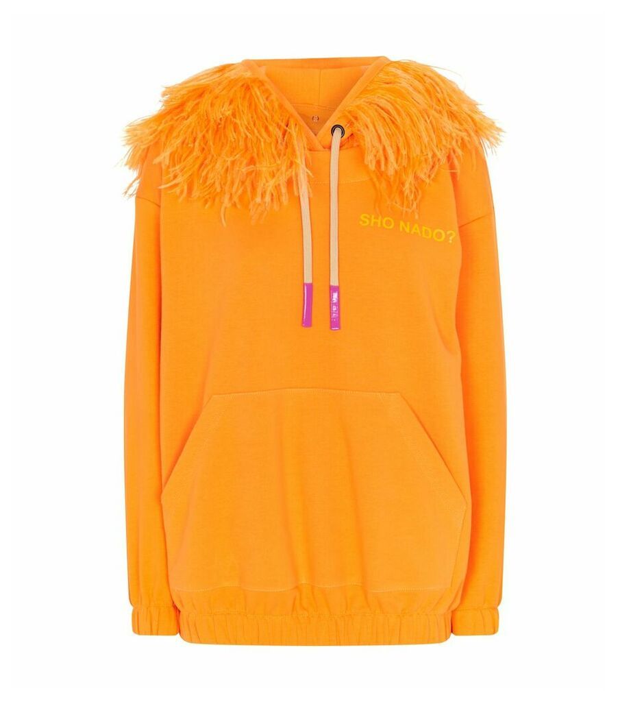 Feather Trim Hoodie