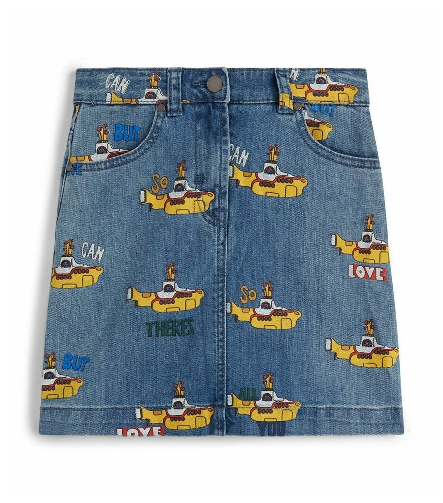 Submarine Print Denim Skirt