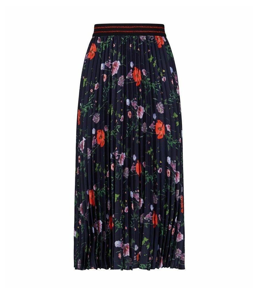 Luish Hedgerow Floral Print Pleated Midi Skirt