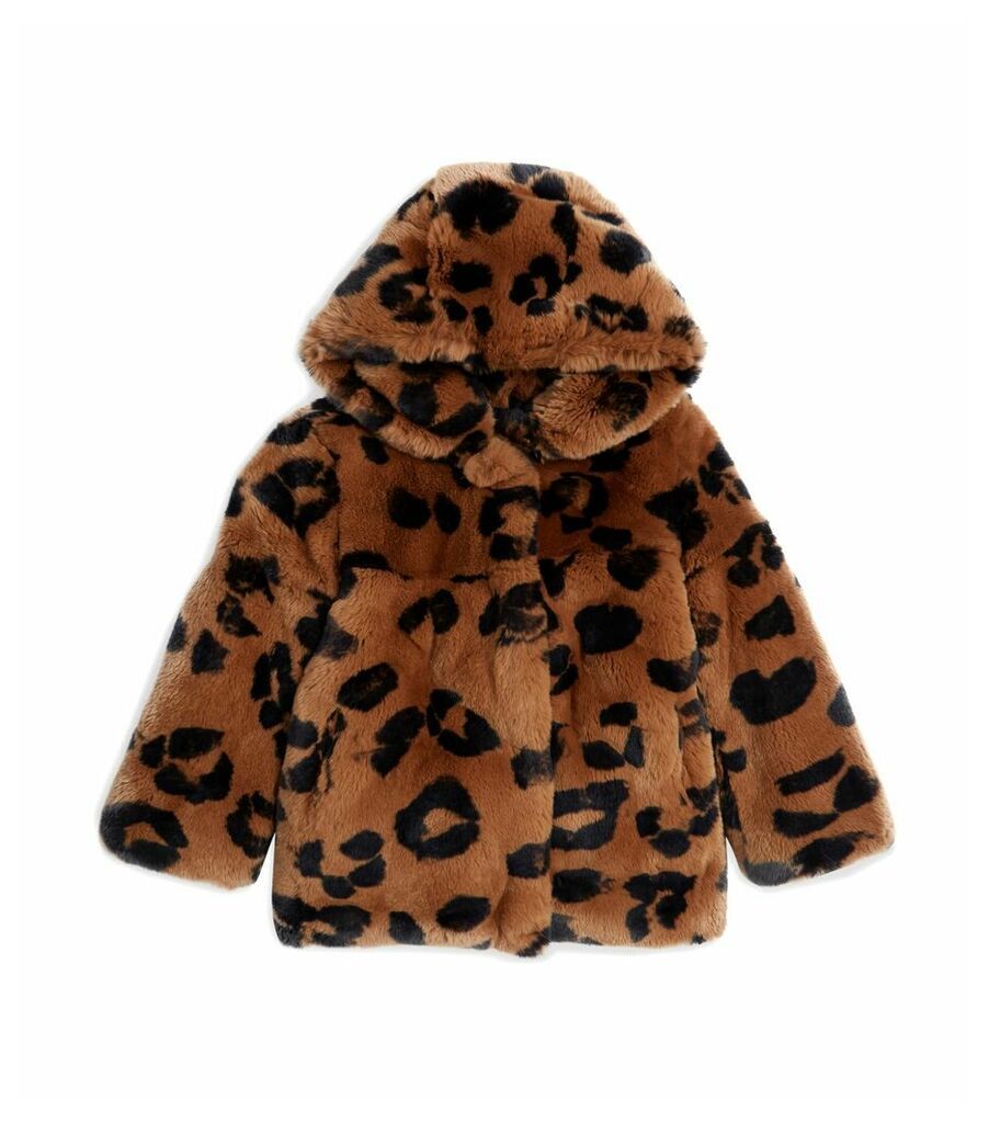 Rex Rabbit Leopard Print Hooded Coat