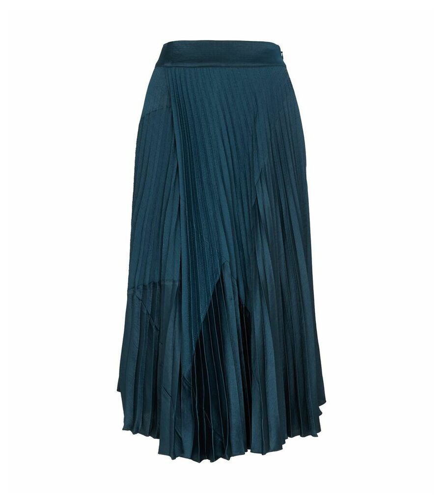 Chevron-Pleated Midi Skirt