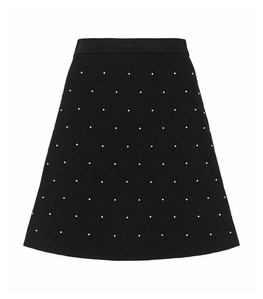 Embellished Knitted A-Line Skirt