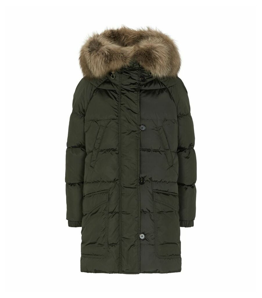 Reversible Fox Fur Trim Coat