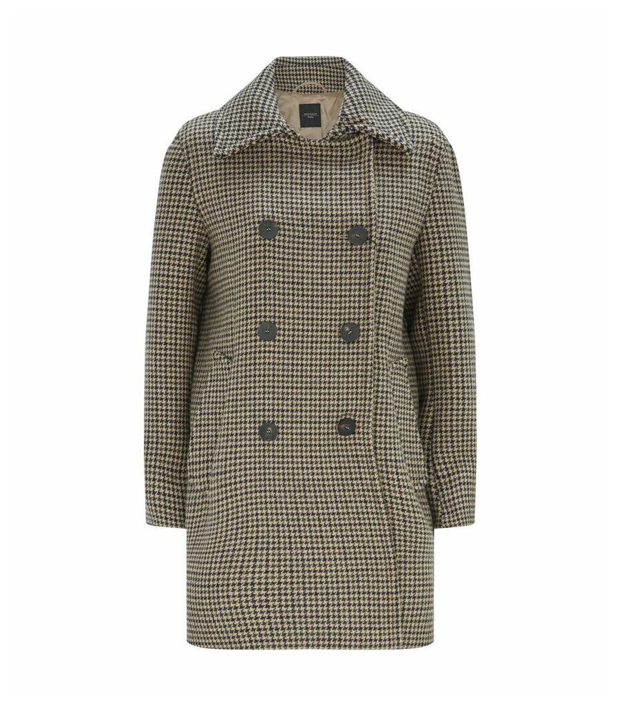 Wool-Blend Check Coat
