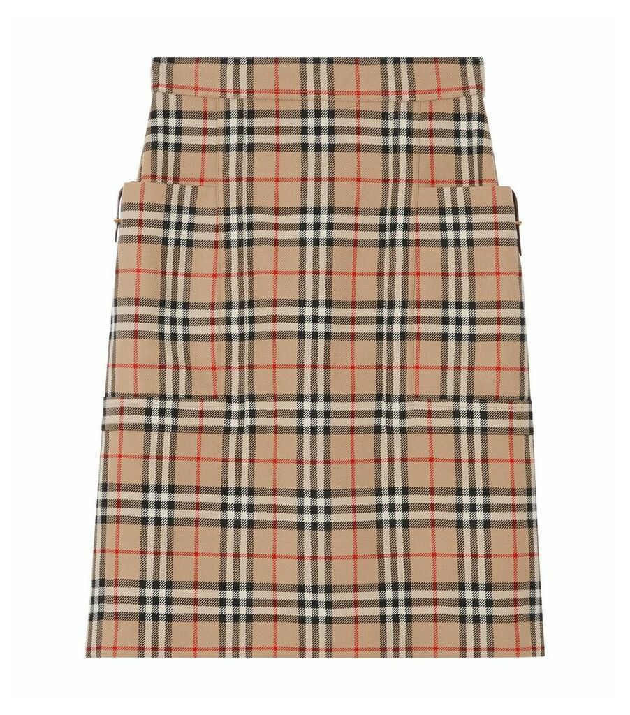 Wool Vintage Check Pencil Skirt