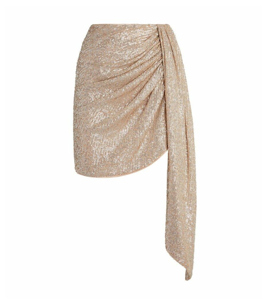 Sequin-Embellished Draped Skirt