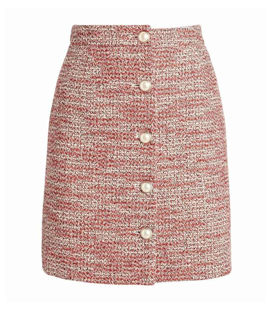 Tweed Button-Front Skirt