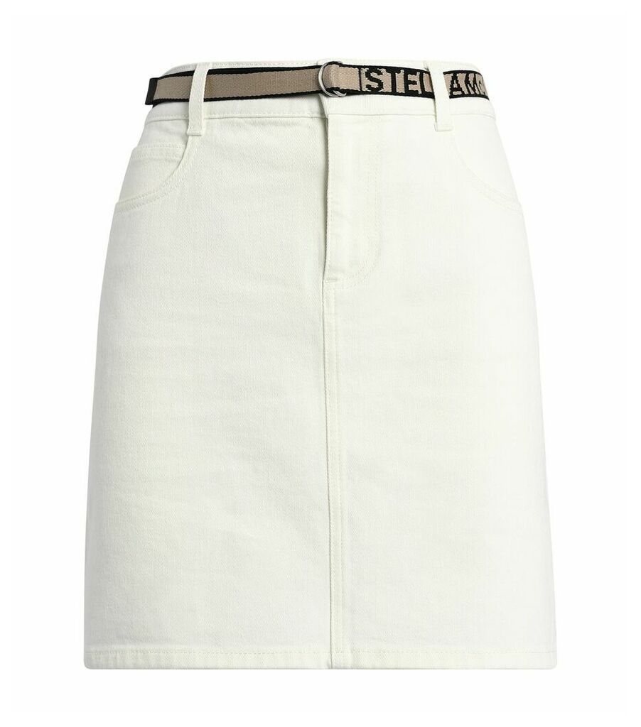 Denim Logo Belt Skirt