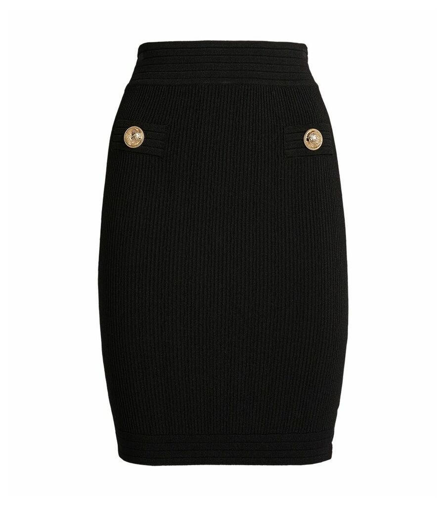 High Waist Button Detail Skirt