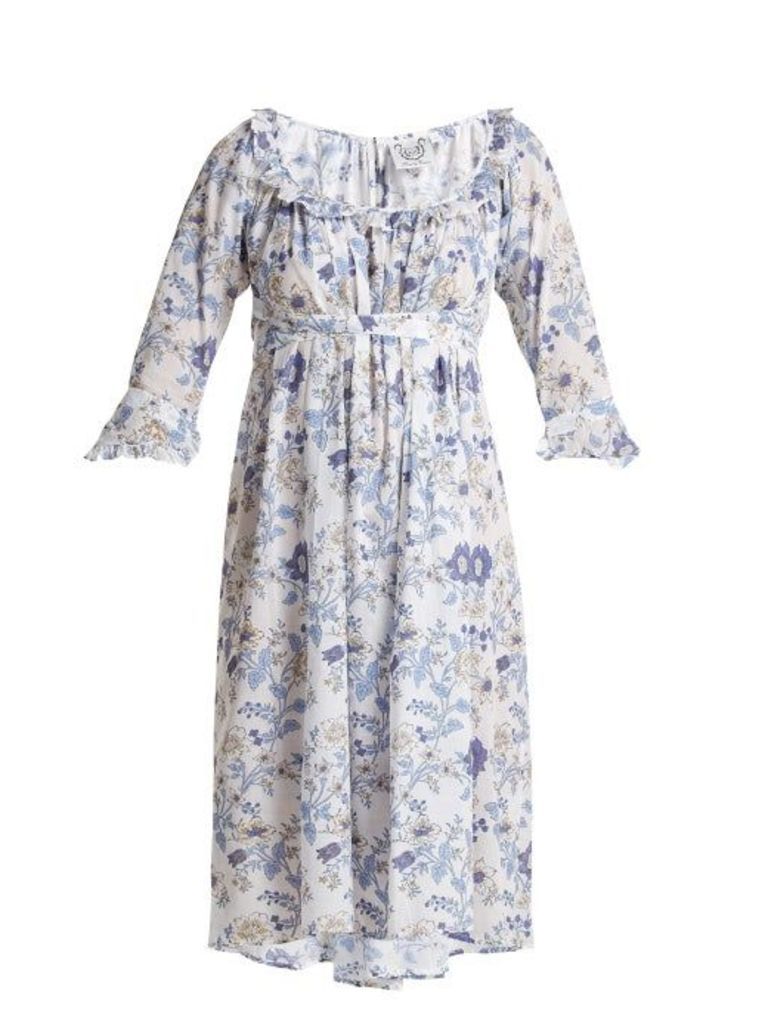 Thierry Colson - Chintz Antoinette Printed Cotton Dress - Womens - Blue White