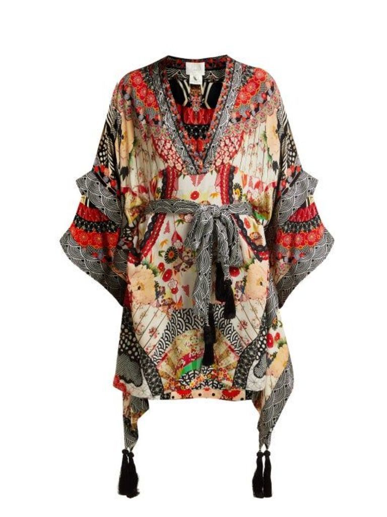 Camilla - Belted Floral-print Silk Dress - Womens - Red Multi