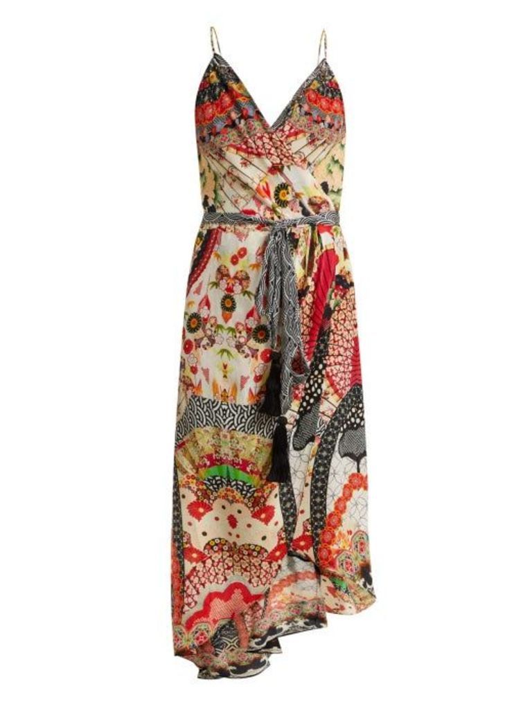 Camilla - Floral-print Silk-crepe Wrap Dress - Womens - Red Multi