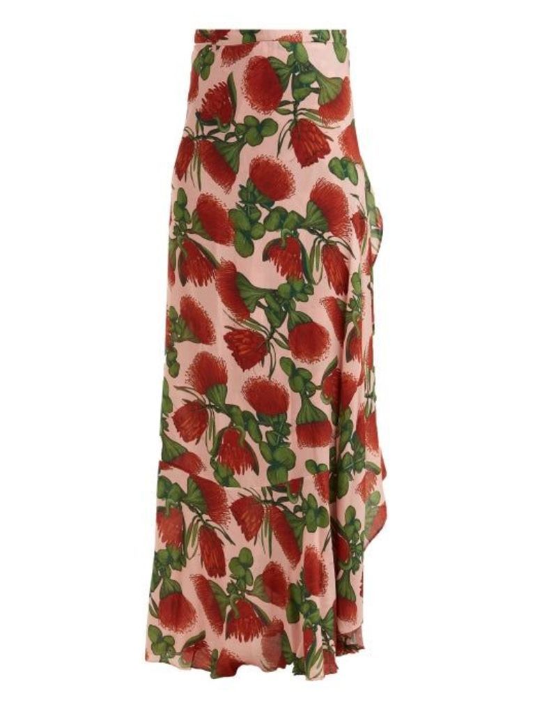 Adriana Degreas - Fiore Pareo Floral-printed Wrap Skirt - Womens - Pink Print