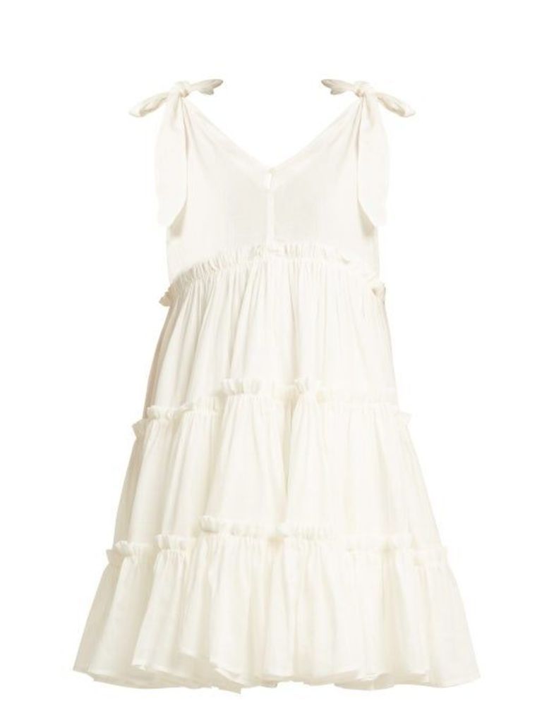 Innika Choo - Tiered Ruffle Ramie Mini Dress - Womens - White