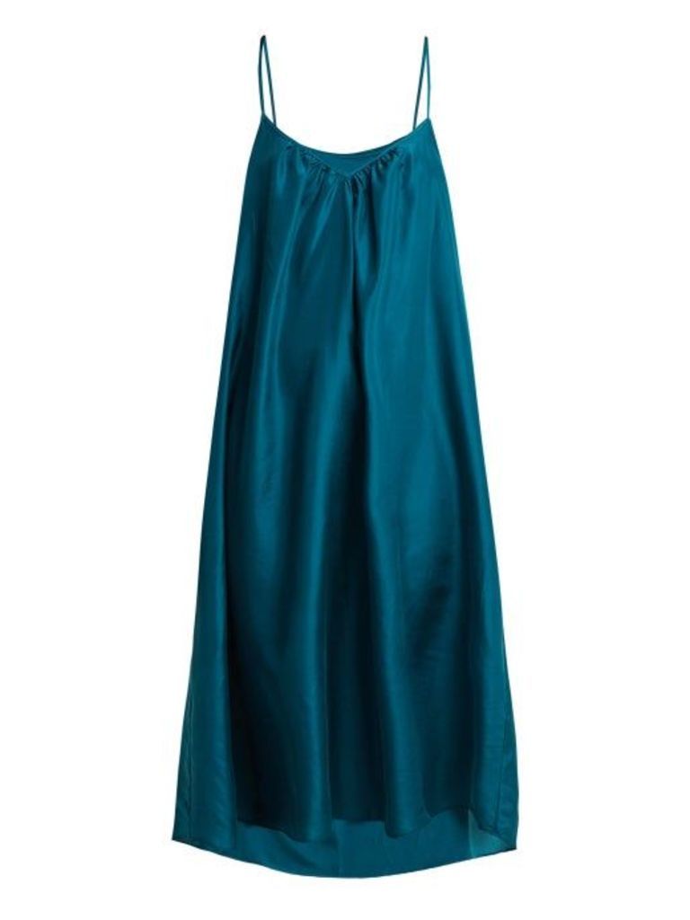 Loup Charmant - V Neck Silk Short Slip - Womens - Dark Green