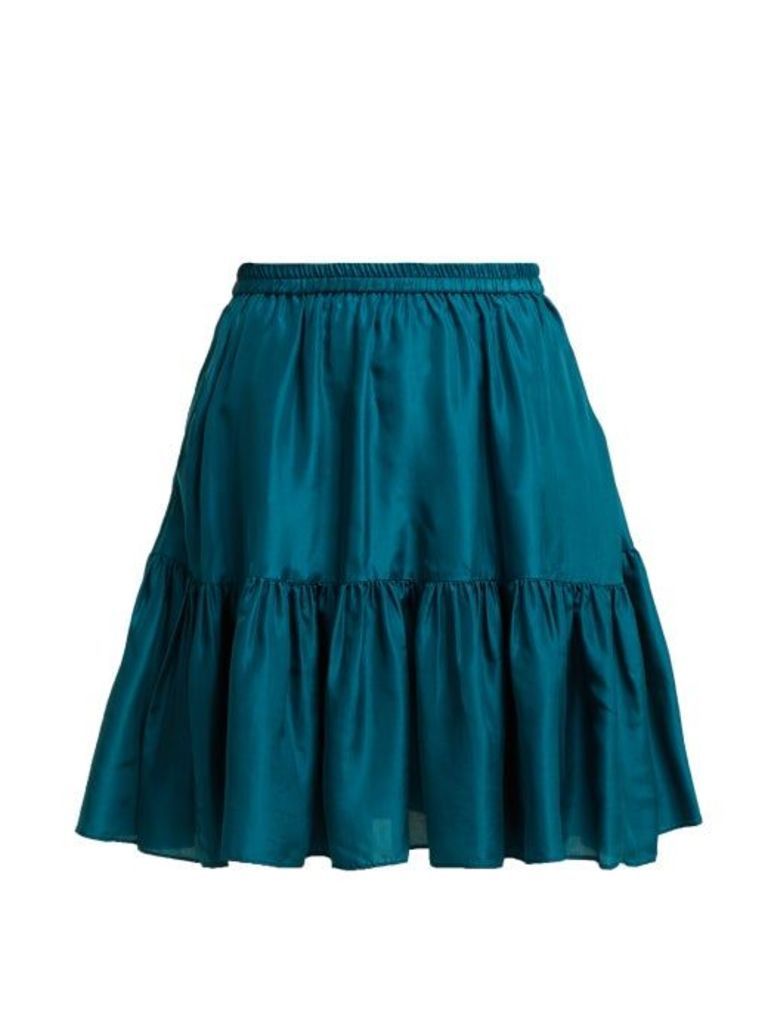 Loup Charmant - Pomona Ruffle-hem Silk Skirt - Womens - Dark Green