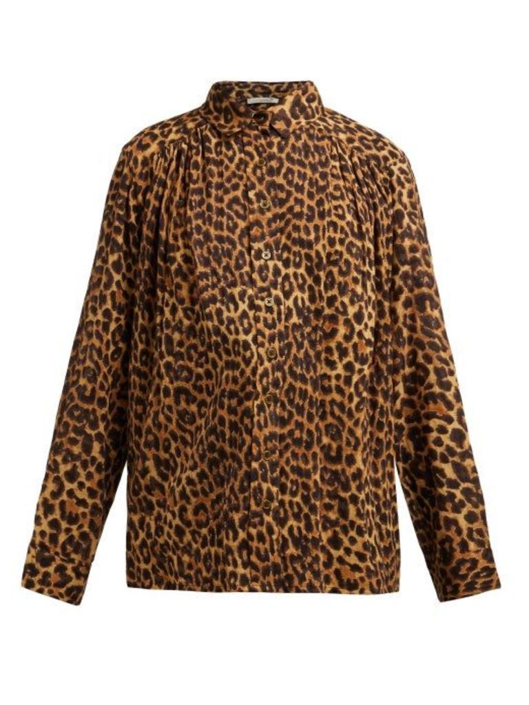 Mes Demoiselles - Feline Leopard-print Cotton Blouse - Womens - Leopard