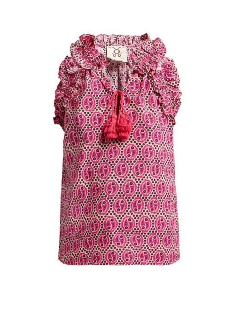 Figue - Fabiana Geometric Print Cotton Top - Womens - Pink