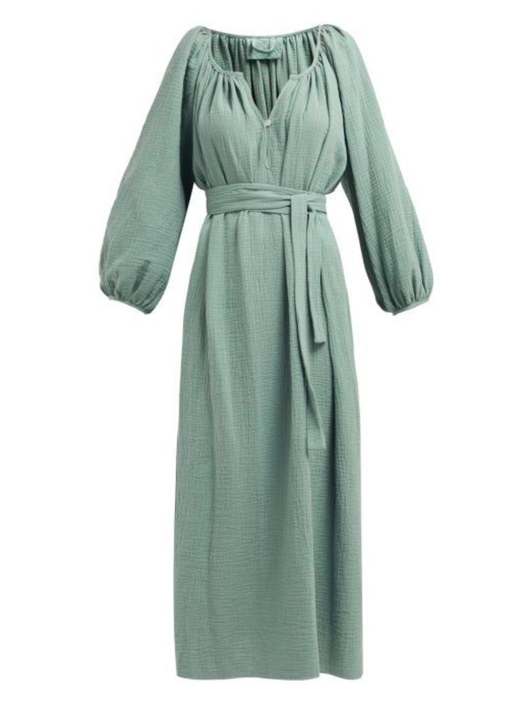 Loup Charmant - Textured Organic Cotton-gauze Midi Dress - Womens - Green