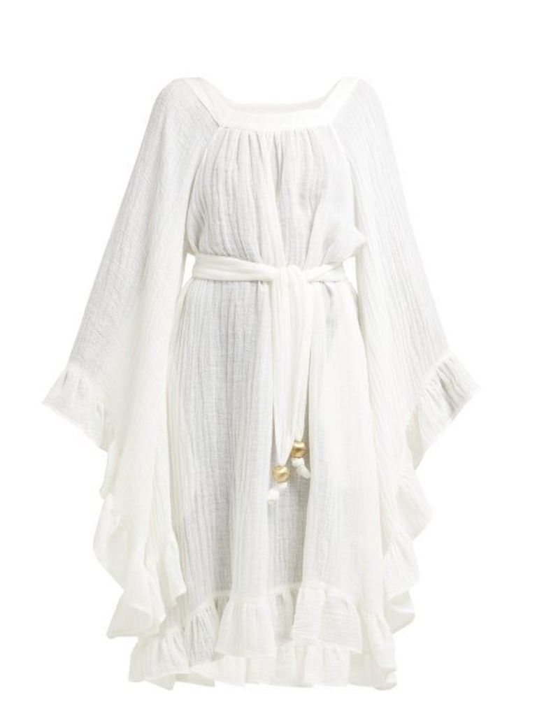 Lisa Marie Fernandez - Anita Bell-sleeve Linen-blend Dress - Womens - White
