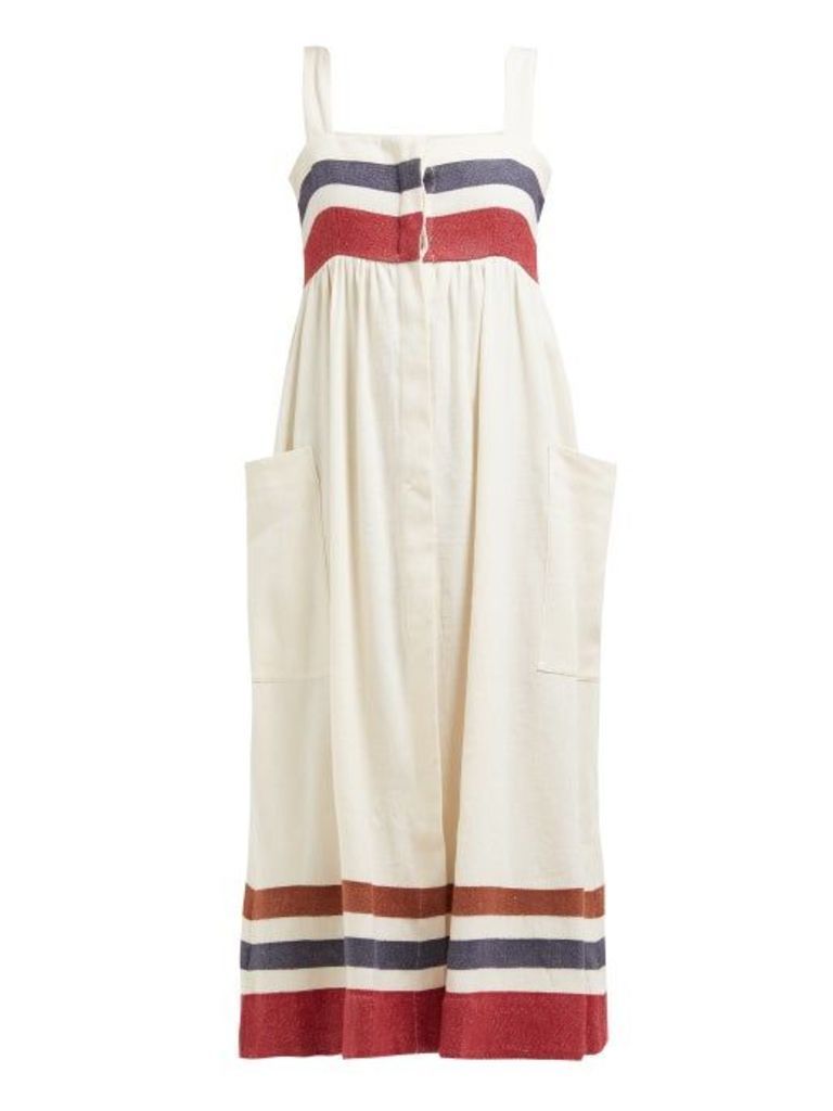 Three Graces London - Elinor Striped Linen And Cotton Blend Dress - Womens - Cream Multi