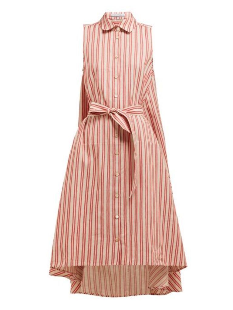 Palmer//harding - Sedona Striped Cotton Blend Shirtdress - Womens - Red Stripe