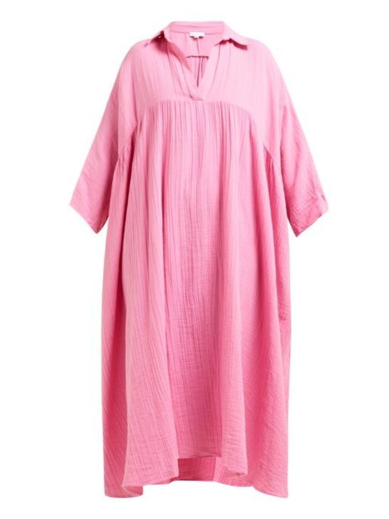 Rhode - Leo Crinkled Cotton Gauze Dress - Womens - Pink