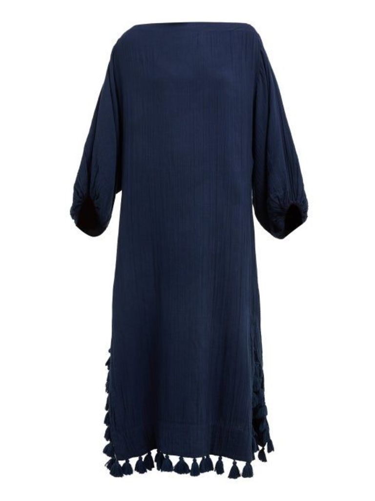Rhode - Delilah Pom Pom Cotton Dress - Womens - Navy