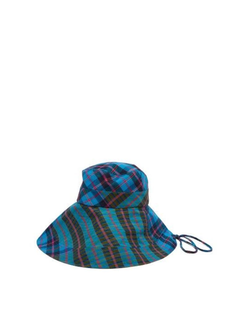 Lola Hats - Georges Checked Cotton Bucket Hat - Womens - Blue