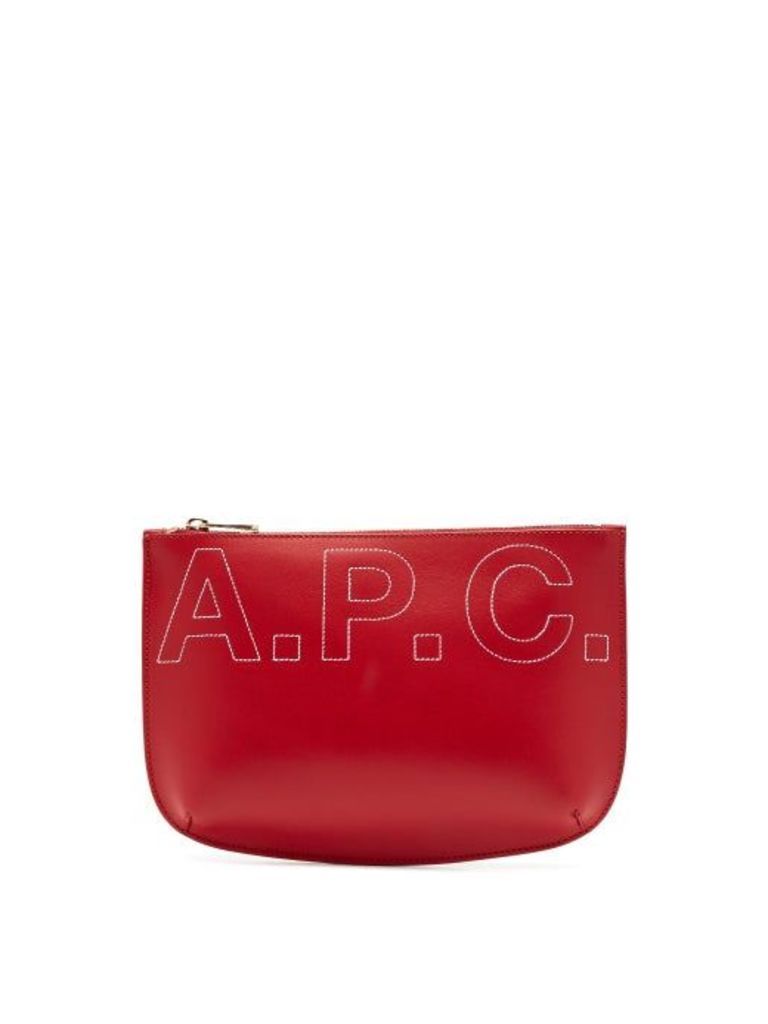 A.p.c. - Sarah Logo-embroidered Make-up Bag - Womens - Red