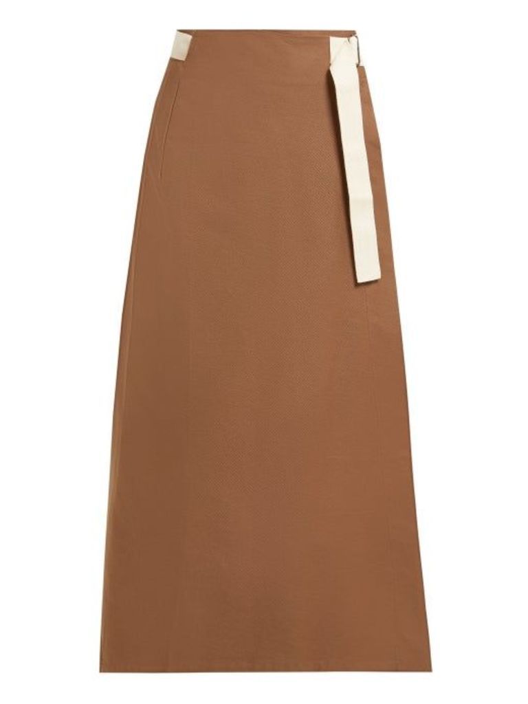 Albus Lumen - Nada Cotton Wrap Skirt - Womens - Brown