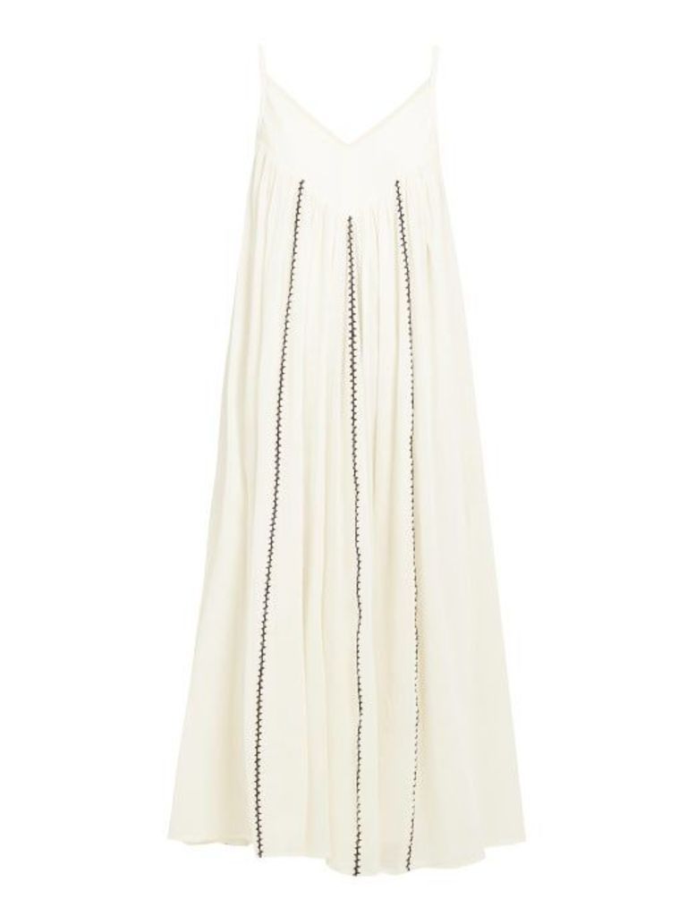 Anaak - Violeta Stitched Stripe Cotton Midi Dress - Womens - Ivory Multi