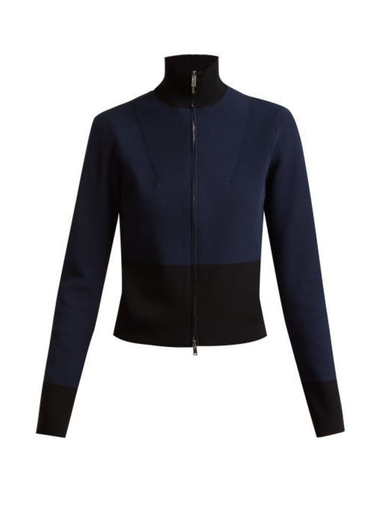 Colville - Long-sleeved Panelled-back Sweater - Womens - Black Blue