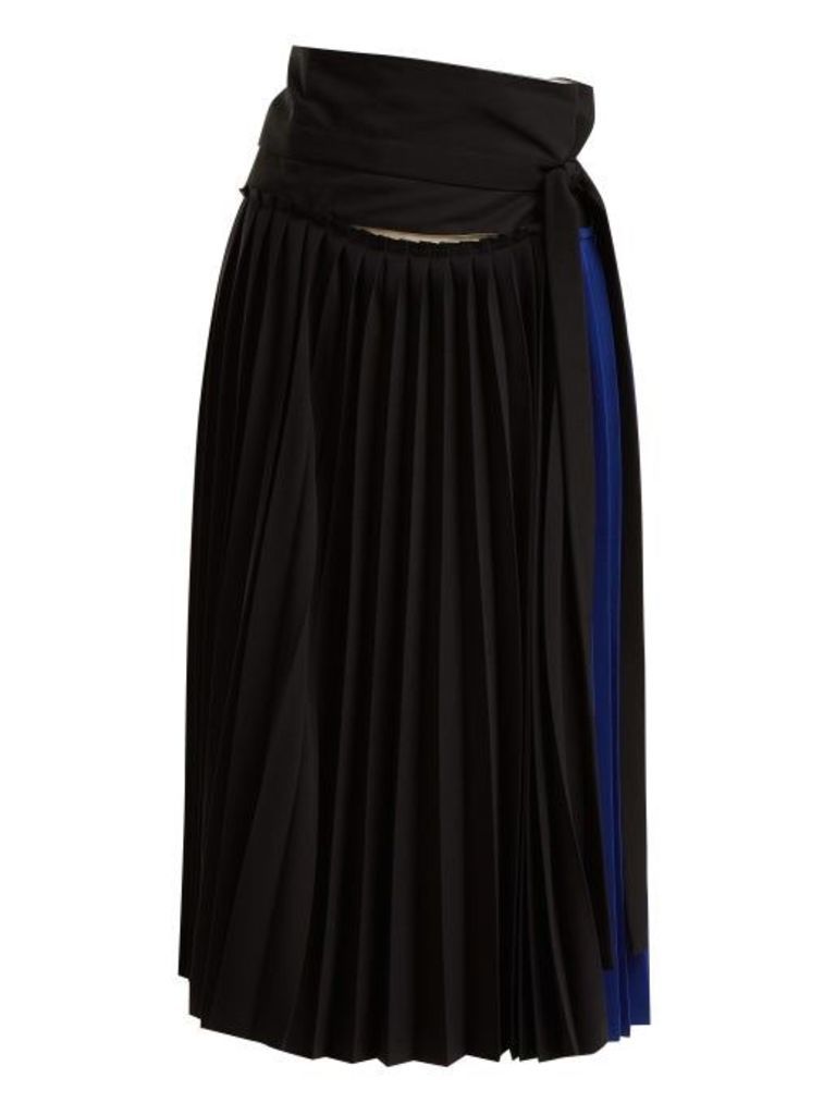 Colville - Tie-waist Pleated Wrap Skirt - Womens - Blue Multi