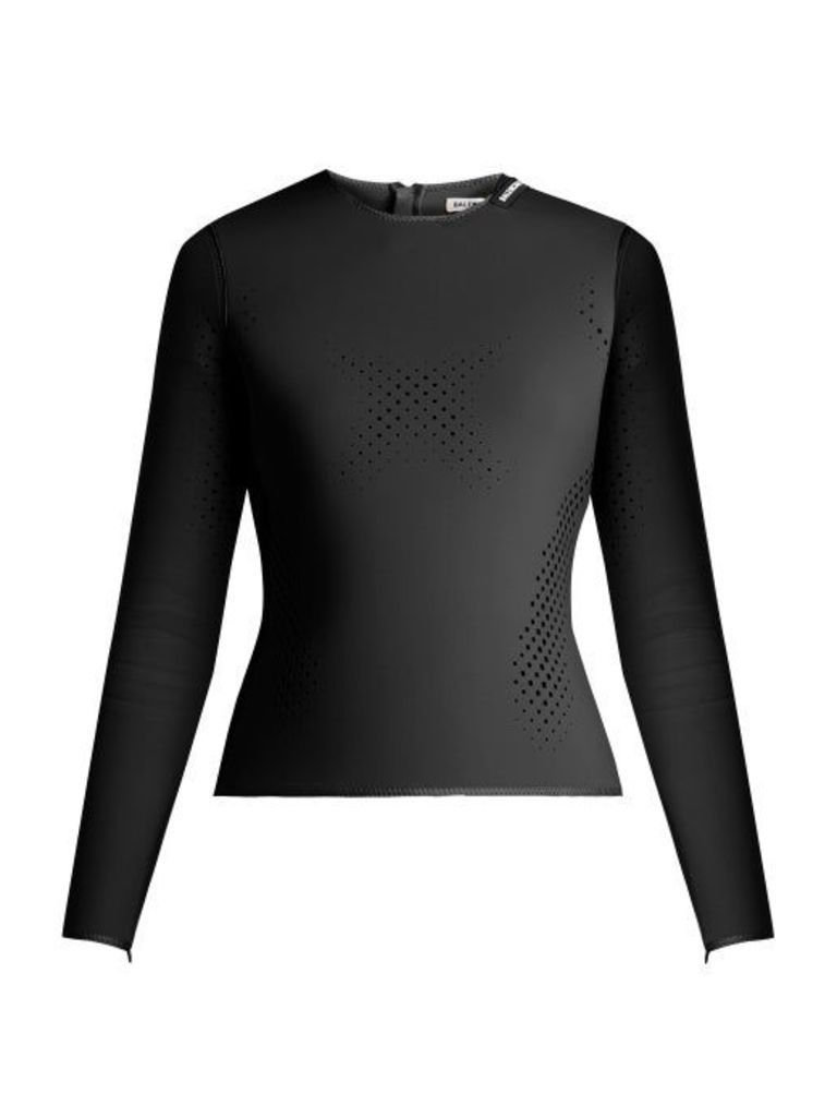 Balenciaga - Perforated Neoprene Top - Womens - Black