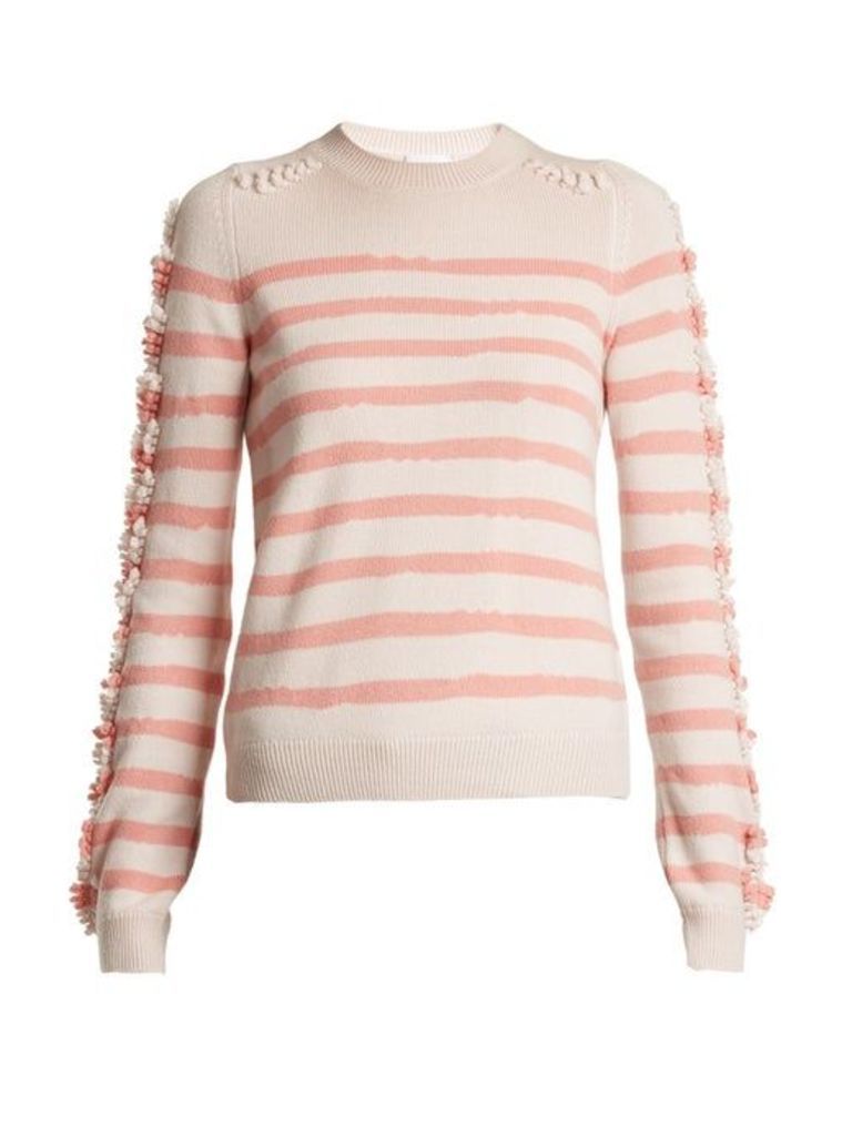 Barrie - Stripe Loop Stitch Knit Cashmere Sweater - Womens - Pink Stripe