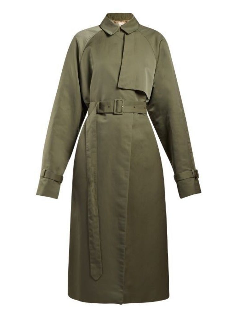 The Row - Neita Silk Trench Coat - Womens - Dark Green
