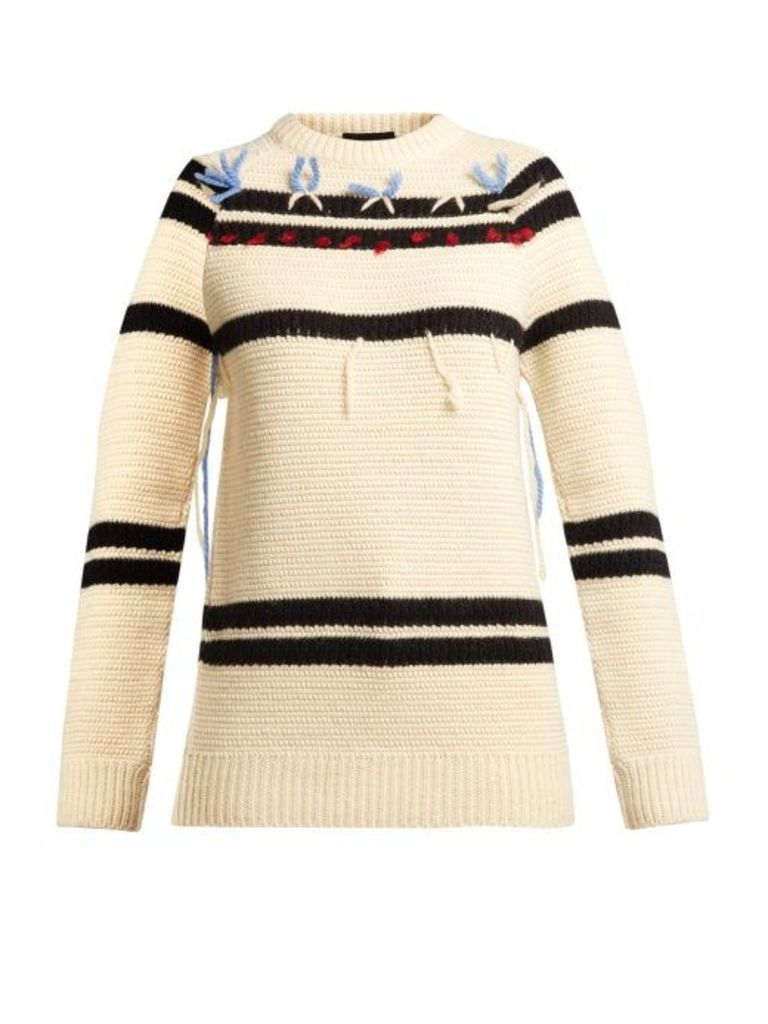 Calvin Klein - Loose-thread Striped Wool Sweater - Womens - Cream