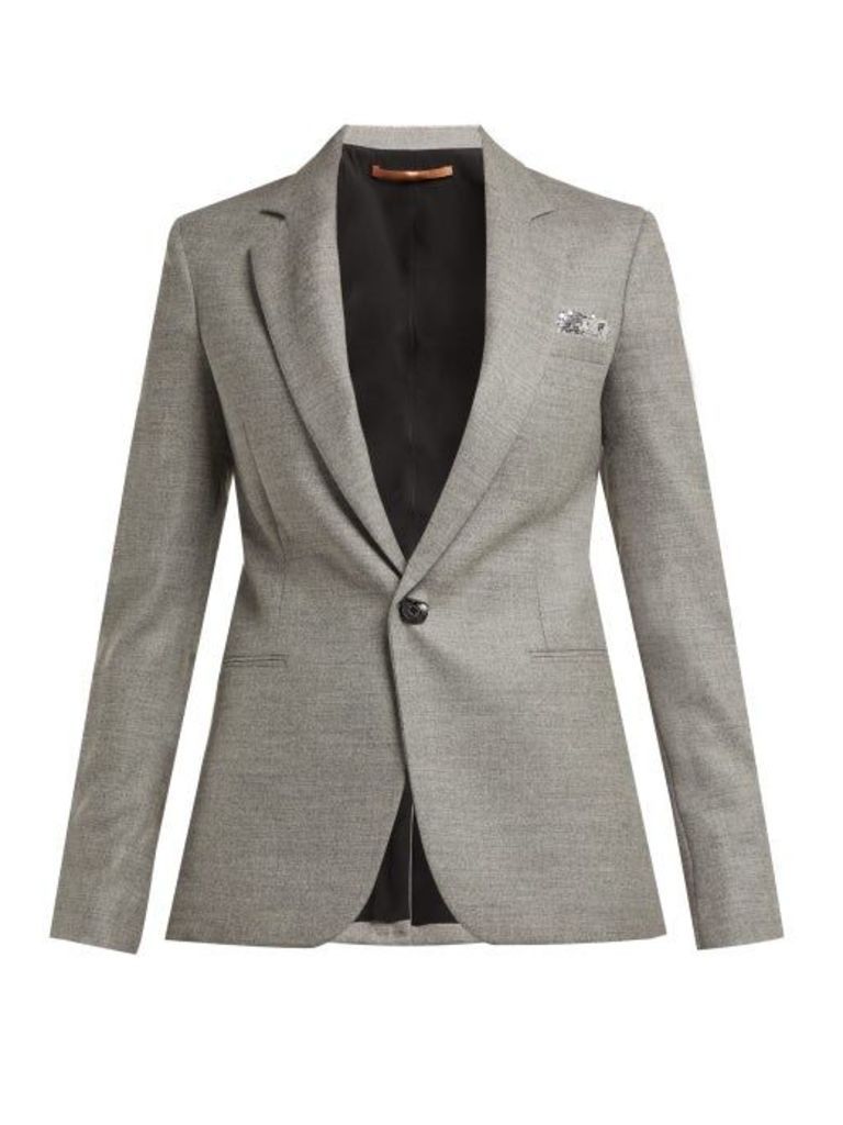 Summa - Sequin-trimmed Wool-blend Blazer - Womens - Grey